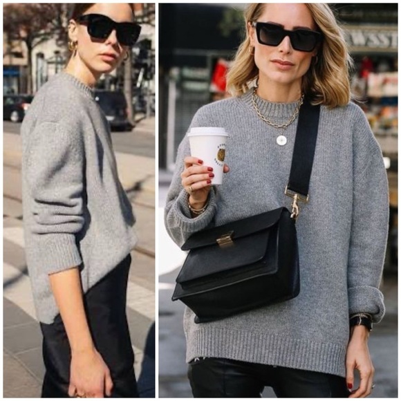 Anine Bing Sweaters - ANINE BING Rosie Gray Pullover Knit Cashmere Sweater SZ S